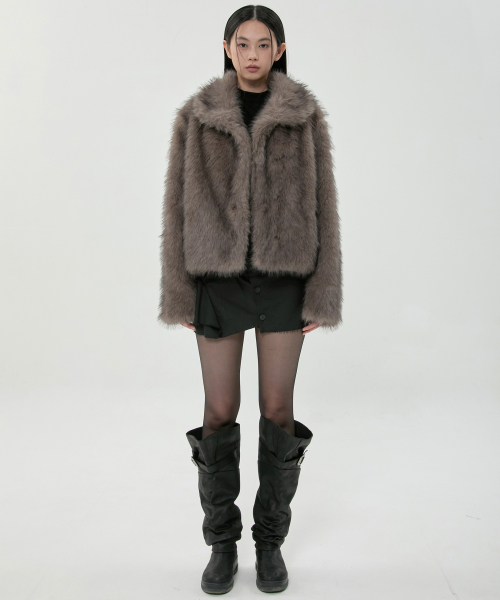 FLAREUP(フレアアップ)の「ユア ファージャケット (FL-063_Faded Charcoal)(ムートンコート・レディース・ダークグレー・1/2)」の6枚目の写真