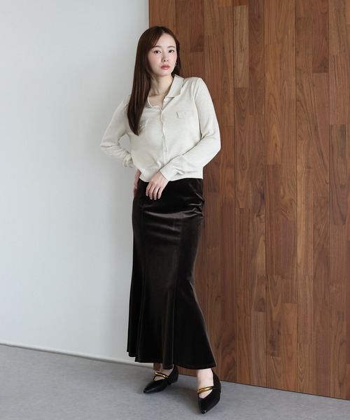J by blue(ジェイバイブルー)の「ベロアマーメイドスカート(スカート・レディース・ブラウン/ブラック・MEDIUM)」の2枚目の写真