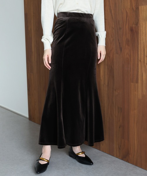 J by blue(ジェイバイブルー)の「ベロアマーメイドスカート(スカート・レディース・ブラウン/ブラック・MEDIUM)」の3枚目の写真