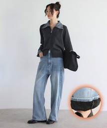 もちもち裏起毛カーブデニムパンツ