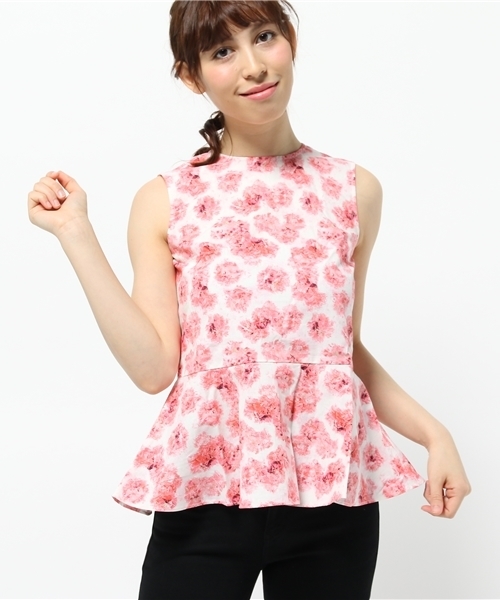 IEDIT（イディット）の「ＩＥＤＩＴ　ＣＡＬＬＡコラボ　華やかなプリントが美しいペプラムトップス　　　（シャツ/ブラウス・レディース・レッド/レモンイエロー/ブルーグリーン・LARGE/MEDIUM/SMALL）」の14枚目の写真