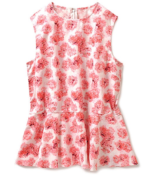 IEDIT（イディット）の「ＩＥＤＩＴ　ＣＡＬＬＡコラボ　華やかなプリントが美しいペプラムトップス　　　（シャツ/ブラウス・レディース・レッド/レモンイエロー/ブルーグリーン・LARGE/MEDIUM/SMALL）」の4枚目の写真