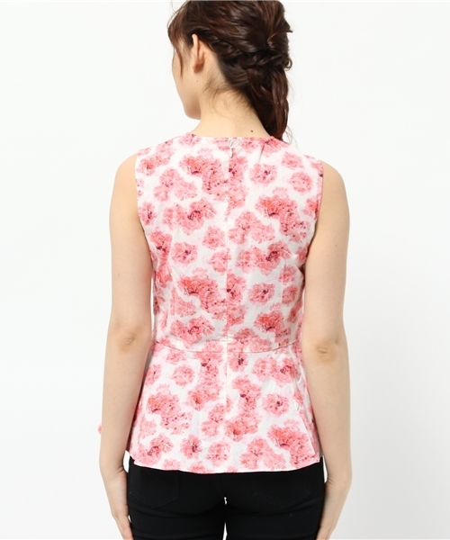 IEDIT（イディット）の「ＩＥＤＩＴ　ＣＡＬＬＡコラボ　華やかなプリントが美しいペプラムトップス　　　（シャツ/ブラウス・レディース・レッド/レモンイエロー/ブルーグリーン・LARGE/MEDIUM/SMALL）」の11枚目の写真