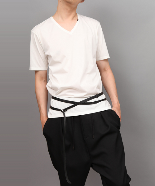 ato(アトウ)の「88/2 HIGH GAUGE T-CLOTH V-NECK(Tシャツ/カットソー・メンズ・ワイン/グレー/ホワイト/ブラック/ライトブルー/ブルー・46/48)」の2枚目の写真