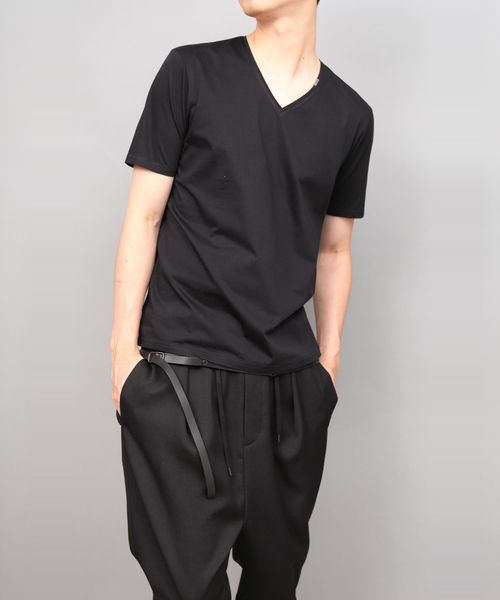 ato(アトウ)の「88/2 HIGH GAUGE T-CLOTH V-NECK(Tシャツ/カットソー・メンズ・ワイン/グレー/ホワイト/ブラック/ライトブルー/ブルー・46/48)」の3枚目の写真