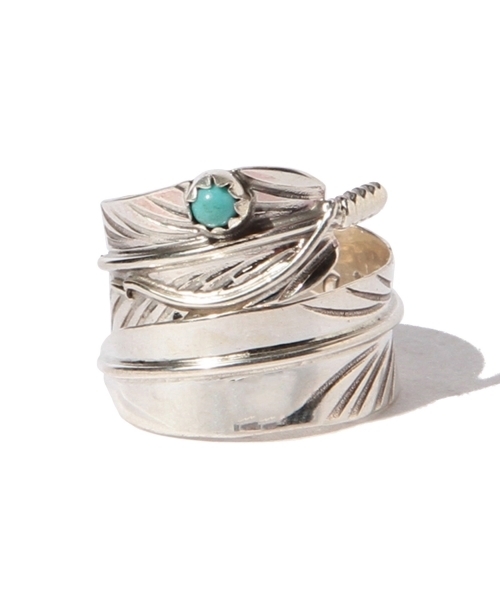 B:MING by BEAMS（ビーミングバイビームス）の「NAVAJO / ターコイズフェザーリング（リング・メンズ・シルバー・ONE SIZE）」の2枚目の写真