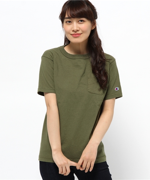 Champion（チャンピオン）の「【Champion】 US POKET T-shirt（Tシャツ/カットソー・レディース・カーキ/ブラック/ホワイト・SMALL）」の3枚目の写真