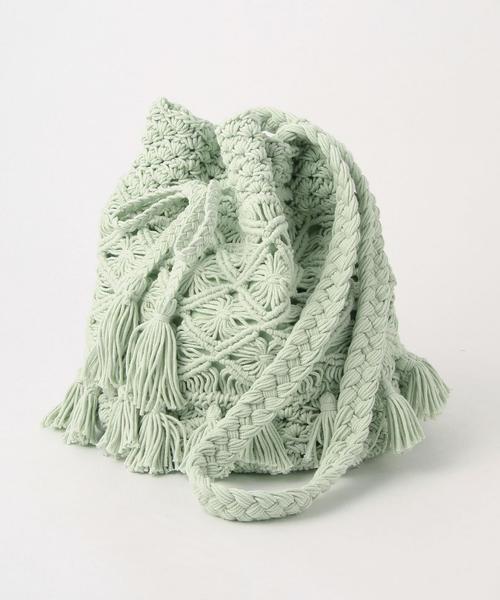 Another Edition（アナザーエディション）の「マクラメ巾着ショルダー/AEBC Macrame キンチャク◆（ショルダーバッグ・レディース・オフホワイト/オレンジ/ライム・FREE）」の5枚目の写真