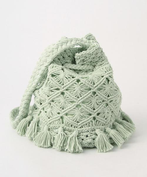 Another Edition（アナザーエディション）の「マクラメ巾着ショルダー/AEBC Macrame キンチャク◆（ショルダーバッグ・レディース・オフホワイト/オレンジ/ライム・FREE）」の6枚目の写真