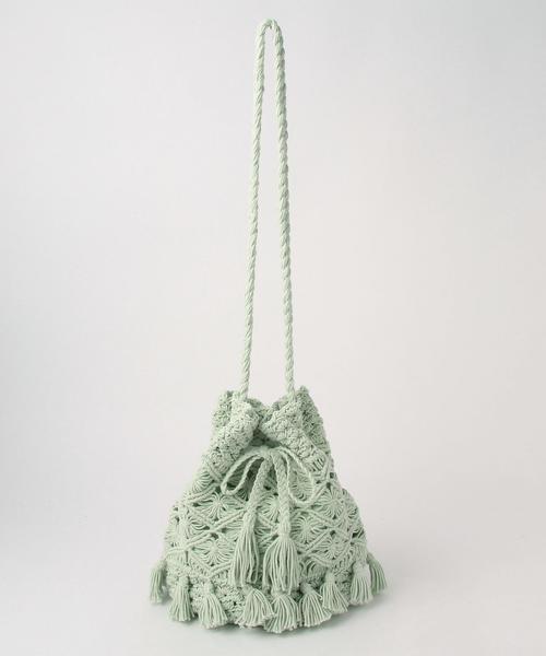 Another Edition（アナザーエディション）の「マクラメ巾着ショルダー/AEBC Macrame キンチャク◆（ショルダーバッグ・レディース・オフホワイト/オレンジ/ライム・FREE）」の7枚目の写真