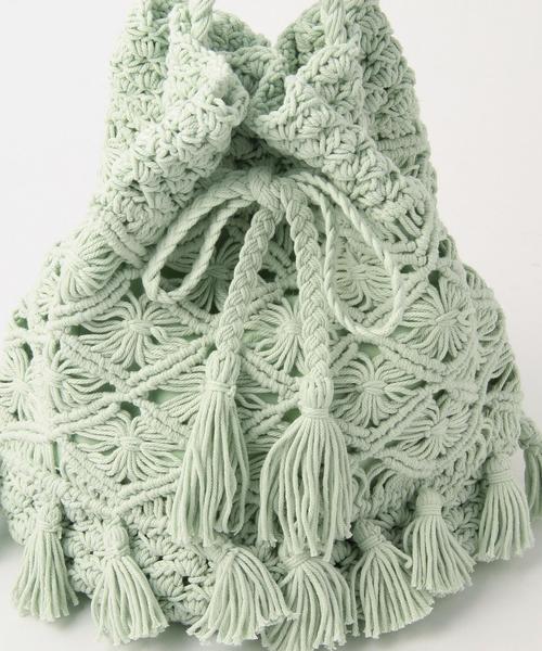 Another Edition（アナザーエディション）の「マクラメ巾着ショルダー/AEBC Macrame キンチャク◆（ショルダーバッグ・レディース・オフホワイト/オレンジ/ライム・FREE）」の8枚目の写真