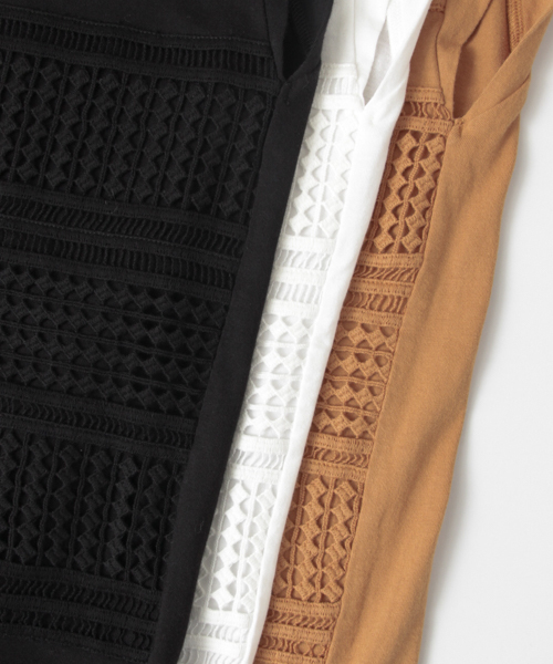 URBAN RESEARCH(アーバンリサーチ)の「UR ランダム切替レースTシャツ(Tシャツ/カットソー・レディース・オフホワイト/ブラック/キャメル・FREE)」の10枚目の写真