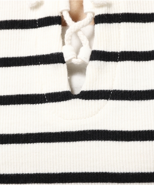 SLY（スライ）の「LACE UP テレコT/SH（Tシャツ/カットソー・レディース・レッド/ホワイト/ブラック/マルチ・1/2）」の6枚目の写真