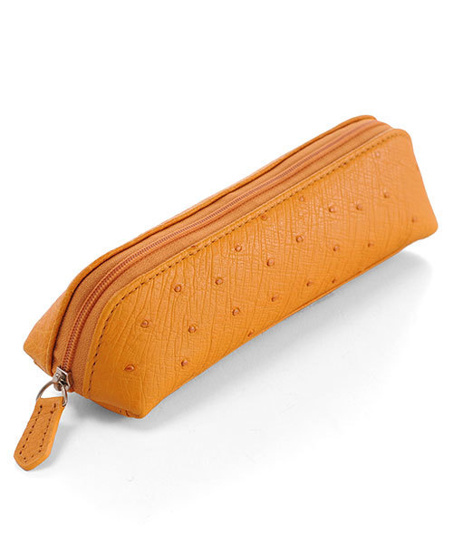 GANZO ケース　オーストリッチ　オレンジ オーストリッチレザーペンケース（ステーショナリー）｜sankyo