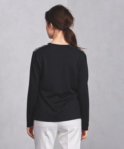 UNITED ARROWS（ユナイテッドアローズ）の「UBCB パネルプリント コンビ Vカーディガン ◆（カーディガン/ボレロ・レディース・ネイビー/ダークグリーン・FREE）」の3枚目の写真