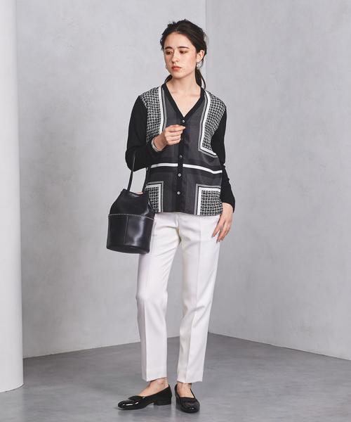 UNITED ARROWS（ユナイテッドアローズ）の「UBCB パネルプリント コンビ Vカーディガン ◆（カーディガン/ボレロ・レディース・ネイビー/ダークグリーン・FREE）」の13枚目の写真