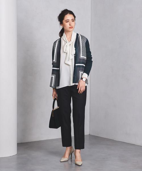 UNITED ARROWS（ユナイテッドアローズ）の「UBCB パネルプリント コンビ Vカーディガン ◆（カーディガン/ボレロ・レディース・ネイビー/ダークグリーン・FREE）」の8枚目の写真