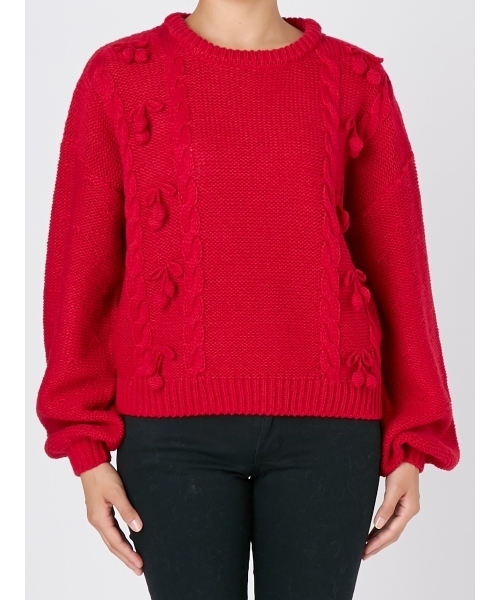 merry jenny（メリージェニー）の「チェリーニット（ニット/セーター・レディース・レッド/ピンク/アイボリー・FREE）」の5枚目の写真