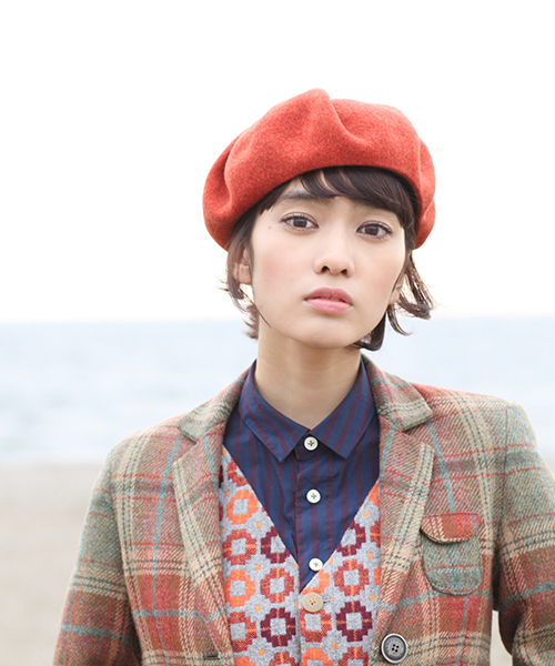 BEAMS BOY（ビームスボーイ）の「BEAMS BOY / タックボタンベレー 12FW（ハンチング/ベレー帽・レディース・オレンジ/イエロー/ミント・ONE SIZE）」の3枚目の写真