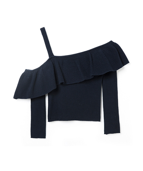 REDYAZEL(レディアゼル)の「【TVオンエアー】ワンショルダープルオーバー ◆(ニット/セーター・レディース・ネイビー/オフホワイト/ピンク・FREE)」の4枚目の写真