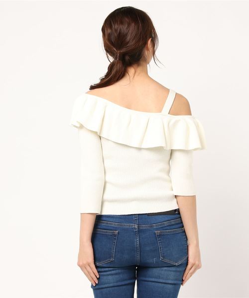 REDYAZEL(レディアゼル)の「【TVオンエアー】ワンショルダープルオーバー ◆(ニット/セーター・レディース・ネイビー/オフホワイト/ピンク・FREE)」の6枚目の写真