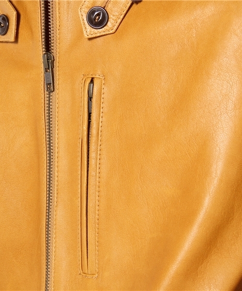 And A（アンドエー）の「DONKEY LEATHER BLOUSON (ANSOMEONE)（ライダースジャケット・メンズ・ネイビー/キャメル・42/44）」の5枚目の写真