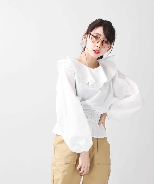 WEGO(ウィゴー)の「WEGO/ラッフルブラウス(シャツ/ブラウス・レディース・ブラウン系その他2/オフホワイト・FREE)」の7枚目の写真