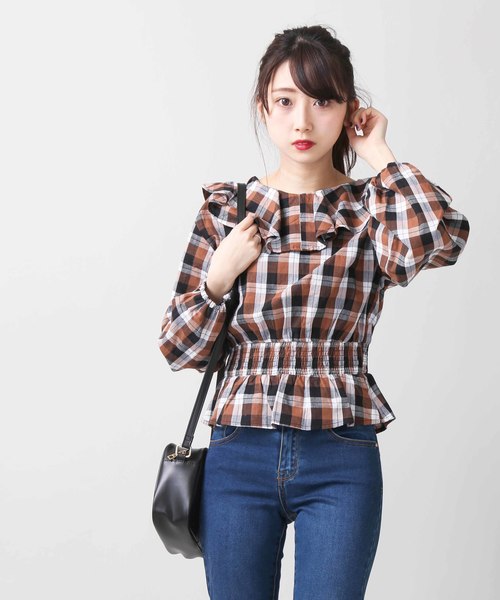 WEGO(ウィゴー)の「WEGO/ラッフルブラウス(シャツ/ブラウス・レディース・ブラウン系その他2/オフホワイト・FREE)」の8枚目の写真