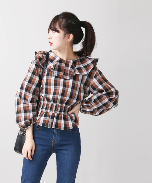 WEGO(ウィゴー)の「WEGO/ラッフルブラウス(シャツ/ブラウス・レディース・ブラウン系その他2/オフホワイト・FREE)」の9枚目の写真