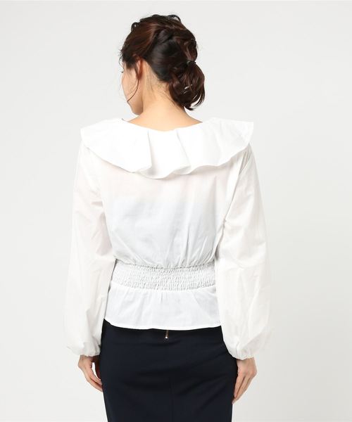 WEGO(ウィゴー)の「WEGO/ラッフルブラウス(シャツ/ブラウス・レディース・ブラウン系その他2/オフホワイト・FREE)」の4枚目の写真