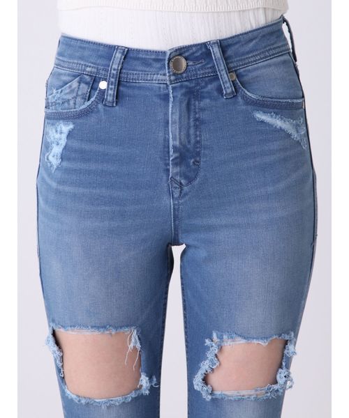 EMODA（エモダ）の「ダブルクラッシュジャストウエストパギンス（デニムパンツ・レディース・ブラック/インディゴブルー/ブルー・SMALL/MEDIUM/X-SMALL）」の7枚目の写真