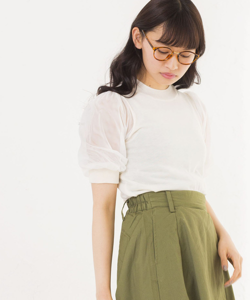 WEGO(ウィゴー)の「WEGO/チュールスリーブニット(ニット/セーター・レディース・ライトイエロー/ホワイト/杢グレー/ライトピンク・FREE)」の1枚目の写真