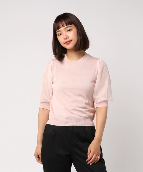 WEGO(ウィゴー)の「WEGO/チュールスリーブニット(ニット/セーター・レディース・ライトイエロー/ホワイト/杢グレー/ライトピンク・FREE)」の5枚目の写真