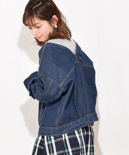 natural couture（ナチュラルクチュール）の「前後VネックGジャン（デニムジャケット・レディース・ブルー/インディゴブルー・FREE）」の18枚目の写真