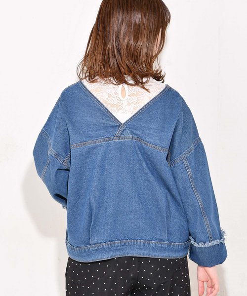 natural couture（ナチュラルクチュール）の「前後VネックGジャン（デニムジャケット・レディース・ブルー/インディゴブルー・FREE）」の10枚目の写真