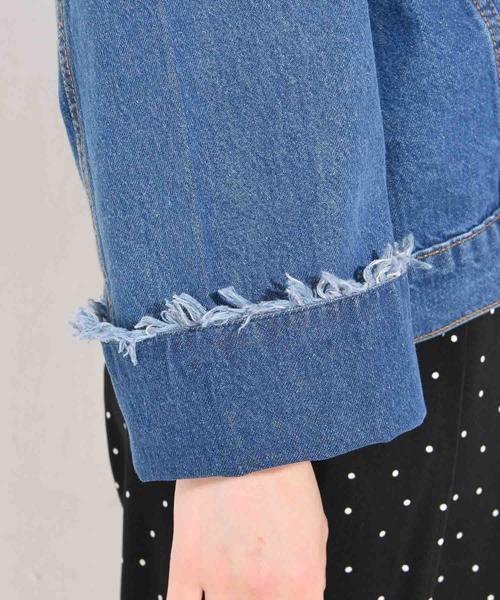 natural couture（ナチュラルクチュール）の「前後VネックGジャン（デニムジャケット・レディース・ブルー/インディゴブルー・FREE）」の14枚目の写真
