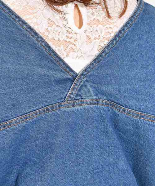 natural couture（ナチュラルクチュール）の「前後VネックGジャン（デニムジャケット・レディース・ブルー/インディゴブルー・FREE）」の8枚目の写真