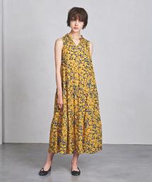 UNITED ARROWS　コットンフラワーマキシワンピース黄色花柄ノースリーブ UNITED ARROWS コットンフラワーマキシワンピース黄色花柄