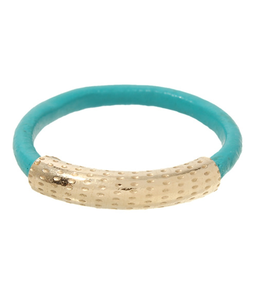 ROSE BUD COUPLES （ローズ バッド カップルズ）の「(BY BOE)LEATHER F-RING WITH GOLD[結婚式＆パーティーにもオススメ]（リング・レディース・ホワイト/ターコイズブルー/ブロンズ/ブラック/シルバー・6/7）」の3枚目の写真