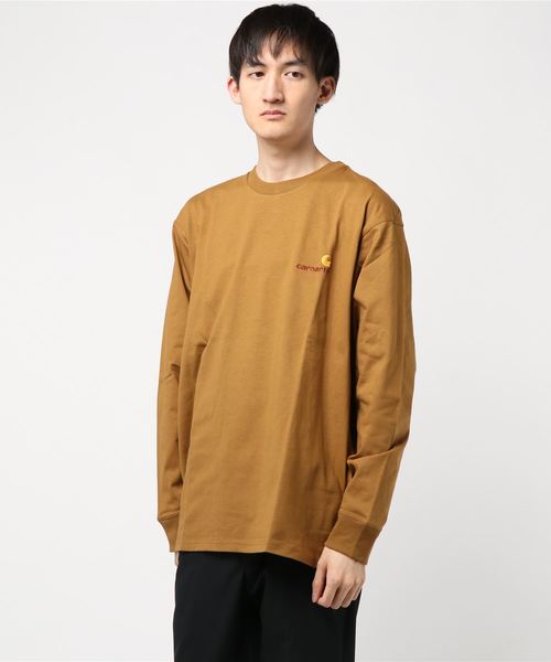 Carhartt WIP(カーハートダブリューアイピー)の「L/S AMERICAN SCRIPT T-SHIRT(Tシャツ/カットソー・メンズ・ホワイト/ブラウン/ブラック/ブルー/アッシュグレー・LARGE/SMALL/MEDIUM/X-SMALL/XX-LARGE/X-LARGE)」の4枚目の写真