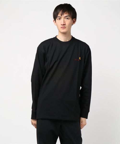 Carhartt WIP(カーハートダブリューアイピー)の「L/S AMERICAN SCRIPT T-SHIRT(Tシャツ/カットソー・メンズ・ホワイト/ブラウン/ブラック/ブルー/アッシュグレー・LARGE/SMALL/MEDIUM/X-SMALL/XX-LARGE/X-LARGE)」の3枚目の写真