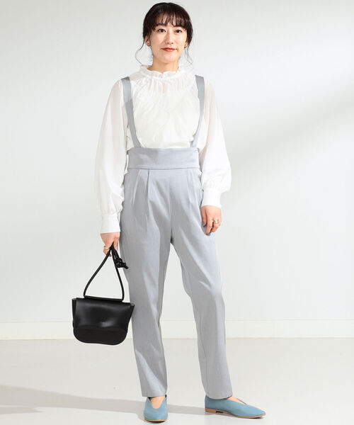 Ray BEAMS（レイビームス）の「Ray BEAMS / ハイウエスト サスペンダー付きパンツ（その他パンツ・レディース・ブラック/ネイビー・1/0）」の3枚目の写真