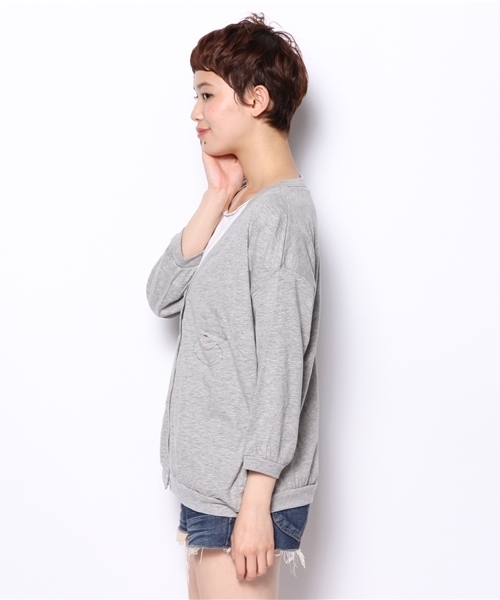 POU DOU DOU（プードゥドゥ）の「ティータイムポケット7分袖カーデ（カーディガン/ボレロ・レディース・アイボリー/トップグレー/グリーン/ネイビー・03）」の6枚目の写真