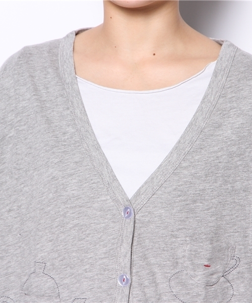 POU DOU DOU（プードゥドゥ）の「ティータイムポケット7分袖カーデ（カーディガン/ボレロ・レディース・アイボリー/トップグレー/グリーン/ネイビー・03）」の10枚目の写真