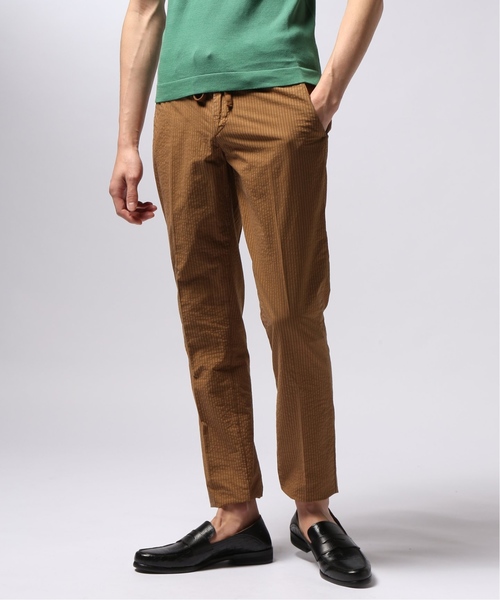 EDIFICE（エディフィス）の「BRIGLIA / ブリリア シアサッカーイージーテーパー（スラックス・メンズ・ブルー/ブラウン系その他・46/44/48）」の2枚目の写真