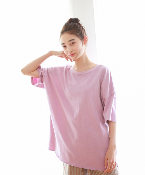 niko and...（ニコアンド）の「ピグメントオーバーＴシャツ（Tシャツ/カットソー・レディース・ホワイト/ライトブルー/ベージュ/キャメル/ピンク・FREE）」の5枚目の写真