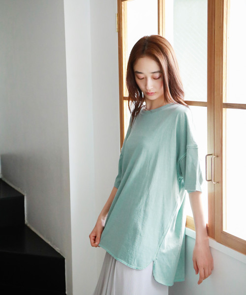 niko and...（ニコアンド）の「ピグメントオーバーＴシャツ（Tシャツ/カットソー・レディース・ホワイト/ライトブルー/ベージュ/キャメル/ピンク・FREE）」の3枚目の写真