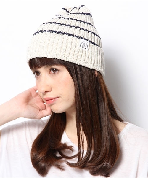 B:MING by BEAMS（ビーミングバイビームス）の「ビーミング by ビームス / 麻混細ボーダー ワッチキャップ（ニットキャップ/ビーニー・レディース・ナチュラル/ベージュ・ONE SIZE）」の2枚目の写真