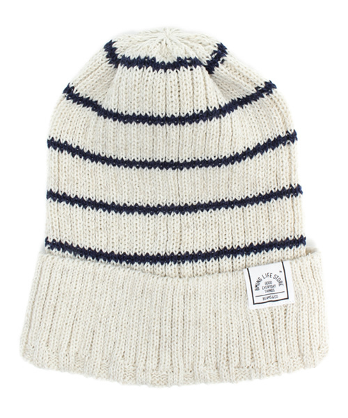 B:MING by BEAMS（ビーミングバイビームス）の「ビーミング by ビームス / 麻混細ボーダー ワッチキャップ（ニットキャップ/ビーニー・レディース・ナチュラル/ベージュ・ONE SIZE）」の4枚目の写真