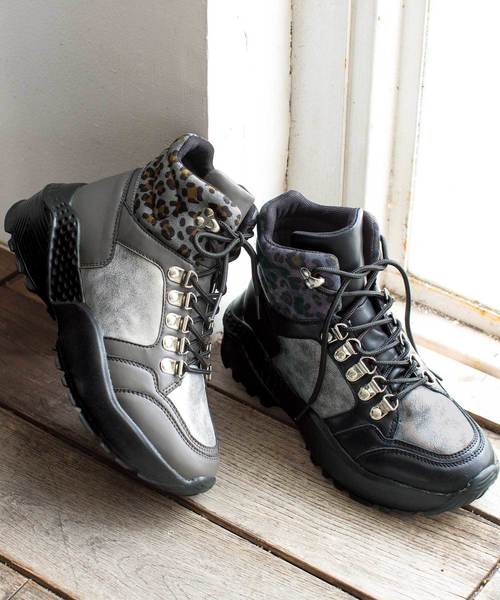 BELLUNA（ベルーナ）の「ハイカット厚底ソールスニーカー（スニーカー・レディース・ブラック/グレー・SMALL/MEDIUM/LARGE/X-LARGE）」の6枚目の写真